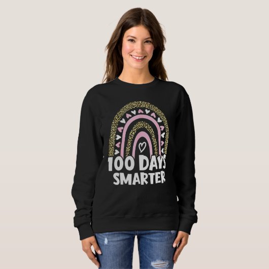100 Days Smarter Happy 100th Day Of School Rainbow Trui (Voorkant volledig)