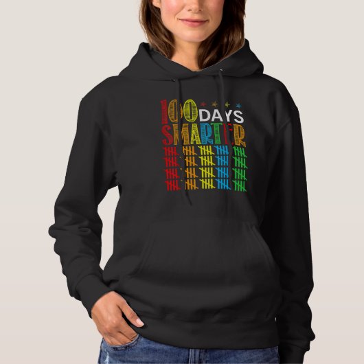 100 Days Smarter Happy 100th Day Of School Student Hoodie (Voorkant)