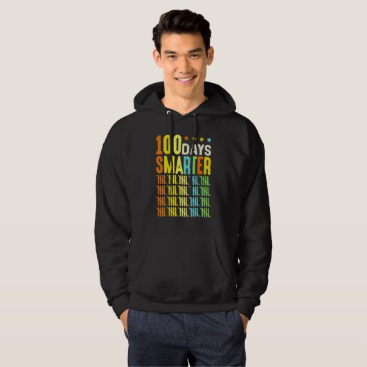 100 Days Smarter Happy 100th Day Of School Student Hoodie (Voorkant volledig)