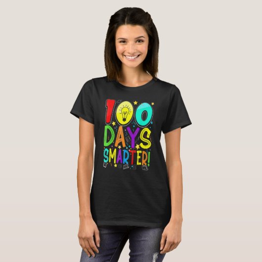 100 Days Smarter Happy 100th Day Of School Student T-shirt (Voorkant volledig)