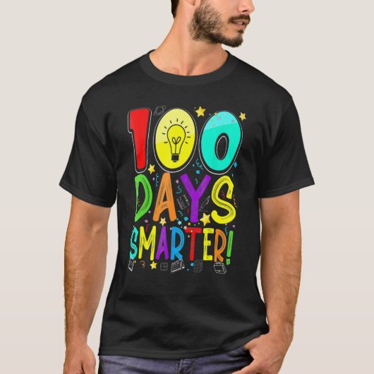 100 Days Smarter Happy 100th Day Of School Student T-shirt (Voorkant)