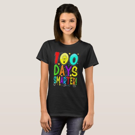 100 Days Smarter Happy 100th Day Of School Student T-shirt (Voorkant volledig)
