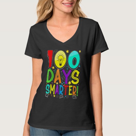 100 Days Smarter Happy 100th Day Of School Student T-shirt (Voorkant)