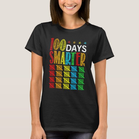 100 Days Smarter Happy 100th Day Of School Student T-shirt (Voorkant)