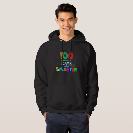 100 Days Smarter Happy 100th Day Of School Teacher Hoodie (Voorkant volledig)