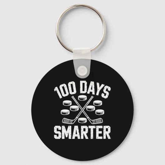 100 Days Smarter Hockey 100th Day Of School Studen Sleutelhanger (Voorkant)