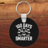 100 Days Smarter Hockey 100th Day Of School Studen Sleutelhanger (Voorkant)