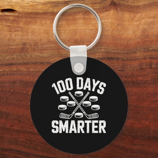 100 Days Smarter Hockey 100th Day Of School Studen Sleutelhanger (Voorkant)