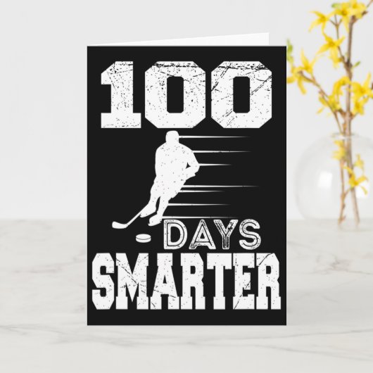 100 Days Smarter Hockey Sports 100th Day Of School Kaart (Gele Bloem)