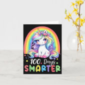 100 Days Smarter Kids Girls Unicorn 100th Day Of S Kaart (Gele Bloem)