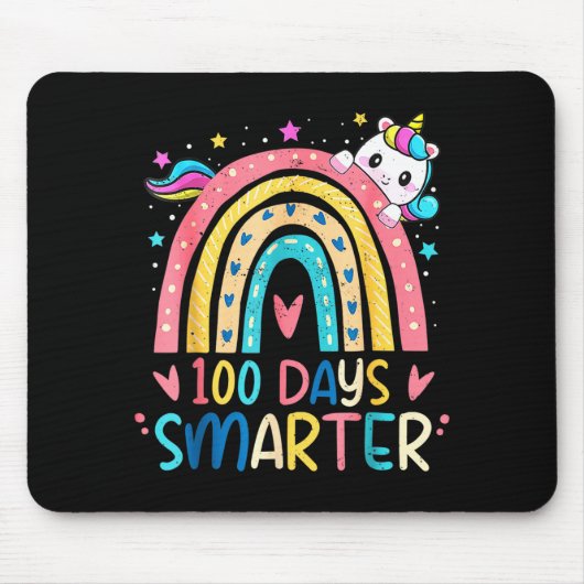 100 Days Smarter Kids Girls Unicorn 100th Day Of S Muismat (Voorkant)