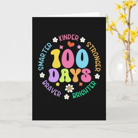 100 Days Smarter Kinder Brighter Cute School Kaart (Gele Bloem)