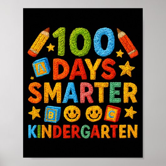 100 Days Smarter Kindergarten Milestone School Ach Poster (Voorkant)
