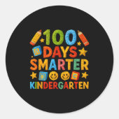 100 Days Smarter Kindergarten Milestone School Ach Ronde Sticker (Voorkant)