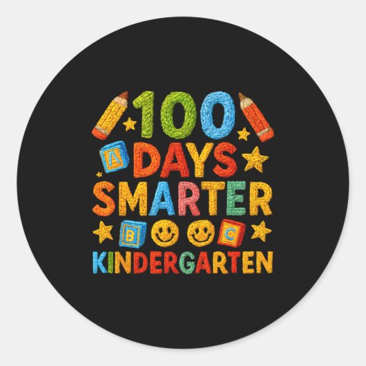 100 Days Smarter Kindergarten Milestone School Ach Ronde Sticker (Voorkant)