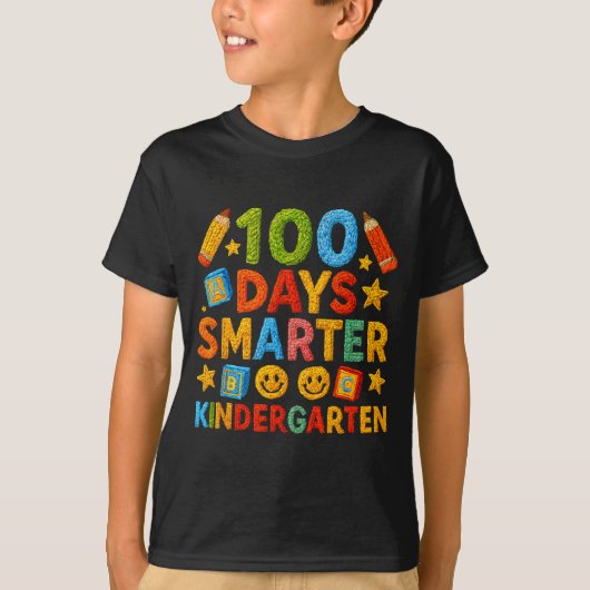 100 Days Smarter Kindergarten Milestone School Ach T-shirt (Voorkant)