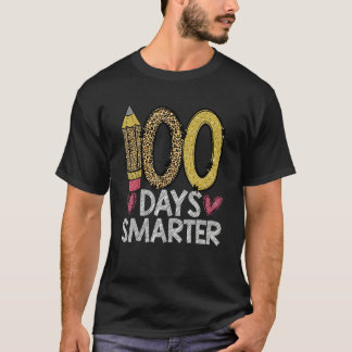 100 Days Smarter Leopard 100th Day Of School Teach T-shirt
