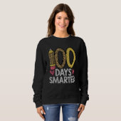 100 Days Smarter Leopard 100th Day Of School Teach Trui (Voorkant volledig)