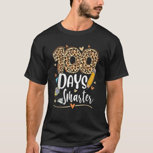 100 Days Smarter Leopard Happy 100th Day Of School T-shirt (Voorkant)
