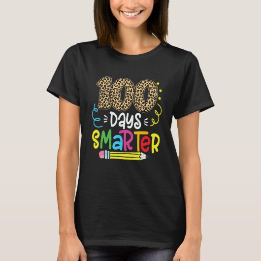 100 Days Smarter Leopard Teacher 100th Day Of Scho T-shirt (Voorkant)