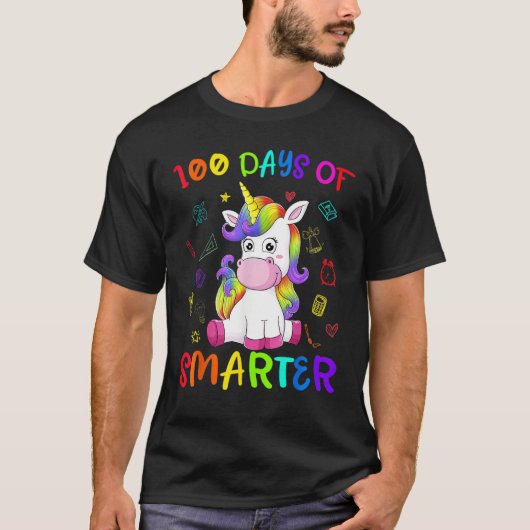 100 Days Smarter Magical Learning Of School Unicor T-shirt (Voorkant)