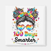 100 Days Smarter Messy Bun 100th Day Of School Gir Magneet (Voorkant)