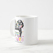 100 Days Smarter Messy Bun Girl 100th Day Of Schoo Koffiemok (Voorkant links)