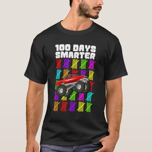 100 Days Smarter Monster Truck Shirt Boy 100th Day (Voorkant)