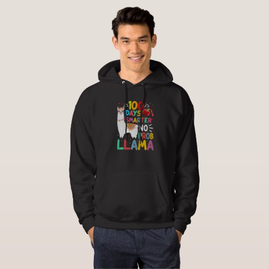 100 Days Smarter No Probllama Llama 100 Days of Sc Hoodie (Voorkant volledig)