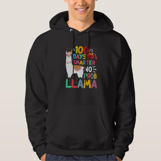 100 Days Smarter No Probllama Llama 100 Days of Sc Hoodie (Voorkant)