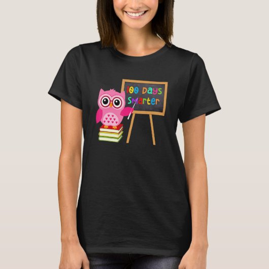 100 Days Smarter Owl Teacher Girls Child 100th Day T-shirt (Voorkant)