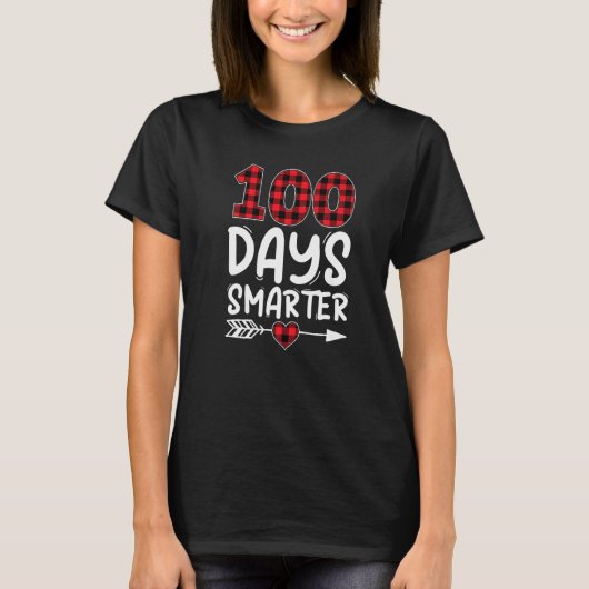 100 Days Smarter Plaid Red 100th Day of School Te T-shirt (Voorkant)