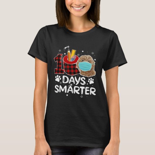 100 Days Smarter Poodle Masked Happy 100 Days Of S T-shirt (Voorkant)