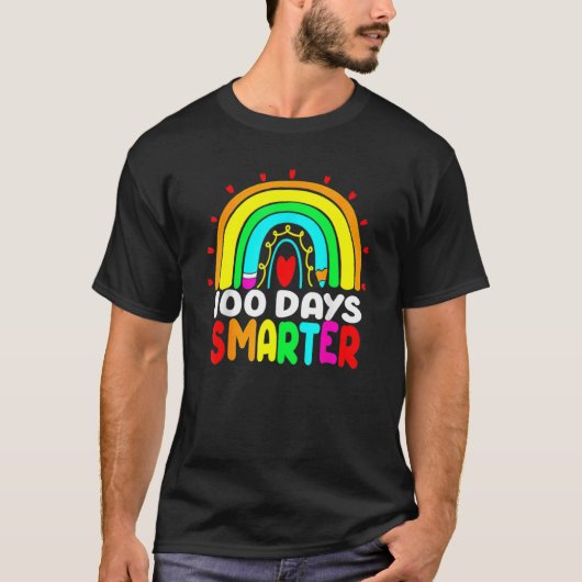 100 Days Smarter Rainbow 100th Day Of School Teach T-shirt (Voorkant)