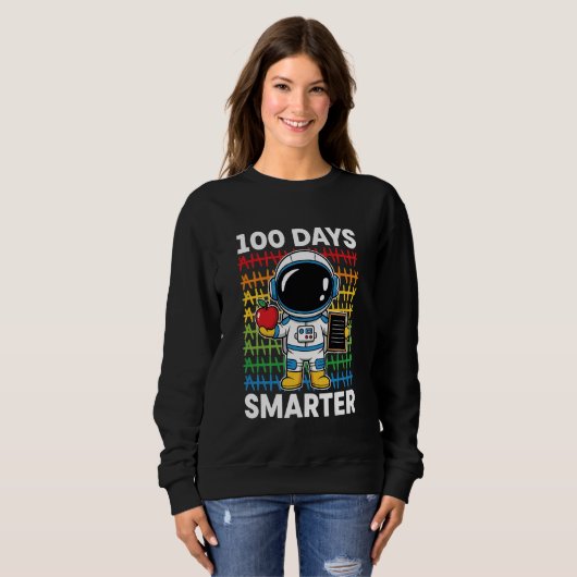 100 Days Smarter Space Astronaut 100th Day School  Trui (Voorkant volledig)