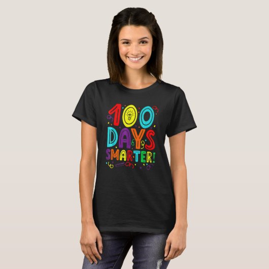 100 Days Smarter Teacher Student Happy 100th Day O T-shirt (Voorkant volledig)
