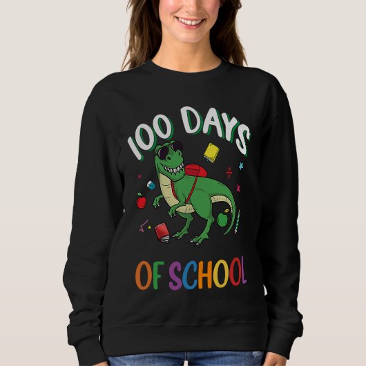 100 Days Smarter Teachers Kids Dinosaur 100th Day  Trui (Voorkant)