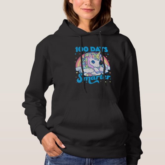 100 Days Smarter Unicorn Girls Teacher 100th Day O Hoodie (Voorkant)