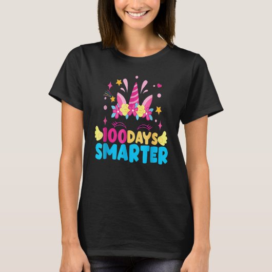 100 Days Smarter Unicorn Girls Teacher 100th Day O T-shirt (Voorkant)