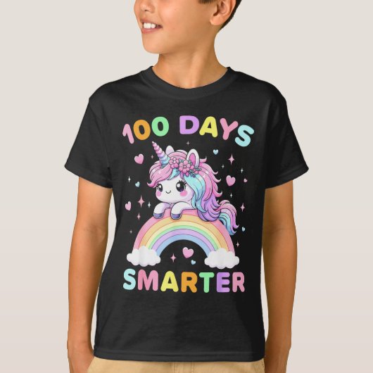 100 Days Smarter Unicorrn 100th Day Of School Kids T-shirt (Voorkant)