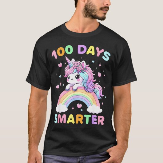 100 Days Smarter Unicorrn 100th Day Of School Kids T-shirt (Voorkant)