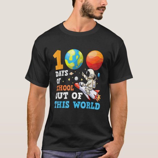 100 Days Space Teacher Boys Happy 100th Day Of Sch T-shirt (Voorkant)