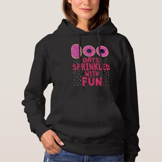 100 Days Sprinkled With Fun 100th Day Cute Donut G Hoodie (Voorkant)