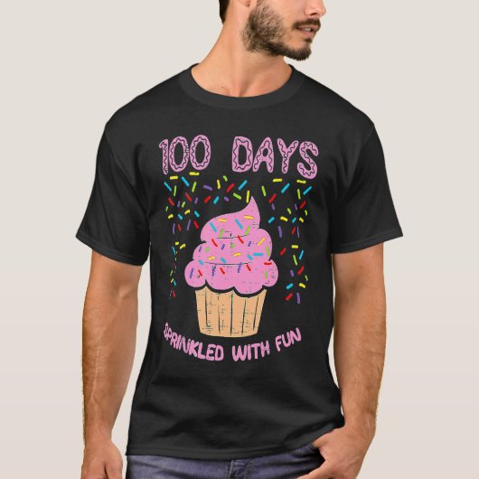 100 Days Sprinkled With Fun Cupcake 100th Day Of S T-shirt (Voorkant)