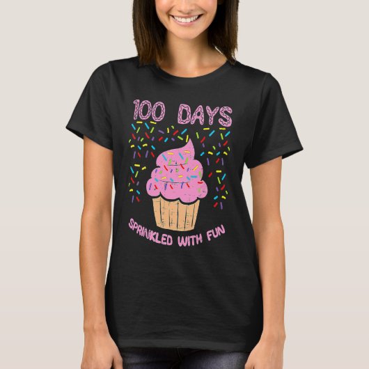 100 Days Sprinkled With Fun Cupcake 100th Day Of S T-shirt (Voorkant)