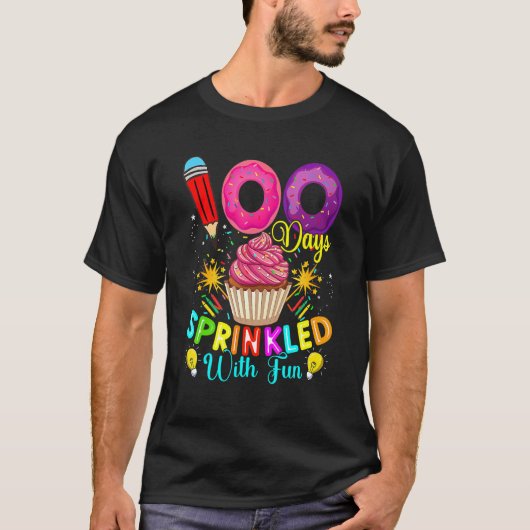 100 Days Sprinkled With Fun Cupcake 100th Day Of S T-shirt (Voorkant)