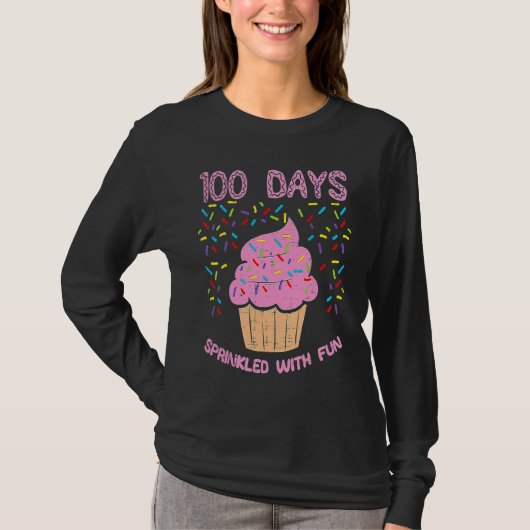 100 Days Sprinkled With Fun Cupcake 100th Day Of S T-shirt (Voorkant)
