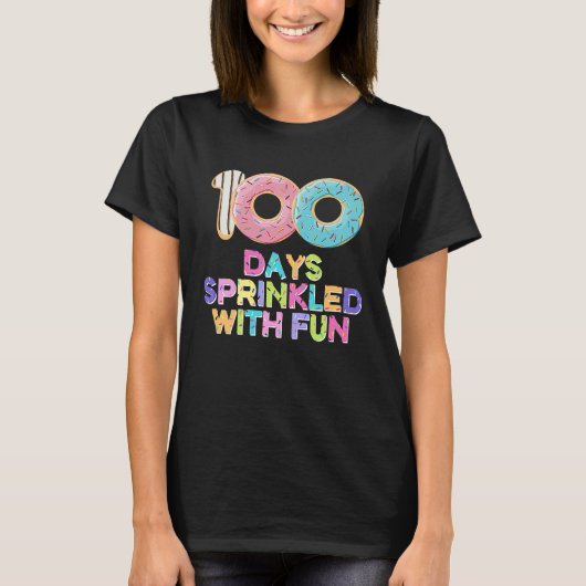 100 Days Sprinkled with Fun Donut School Teacher K T-shirt (Voorkant)