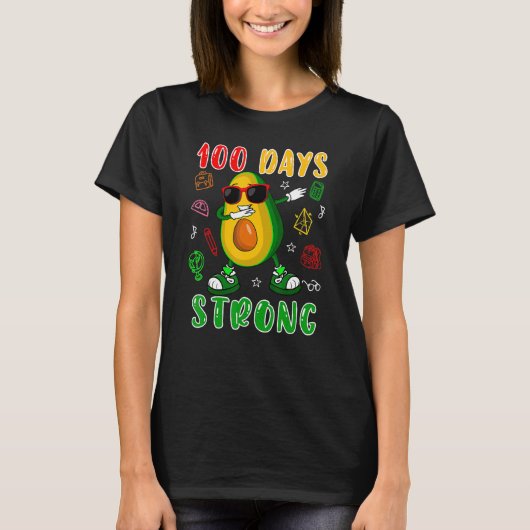 100 Days Strong Dabbing Avocado Sunglasses 100 Day T-shirt (Voorkant)