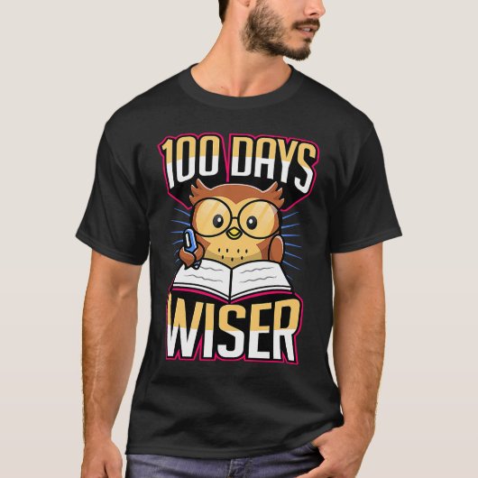 100 Days Wiser 100 Days Of School Reading Literacy T-shirt (Voorkant)